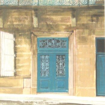Painting titled "la porte d'entrée -2" by Andy Hudson, Original Artwork, Gouache