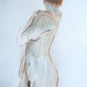 Painting titled "standing-nude" by Andy Hudson, Original Artwork, Gouache