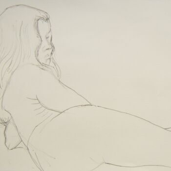 Drawing titled "Aïssa demi-alongée" by Andy Hudson, Original Artwork, Ink
