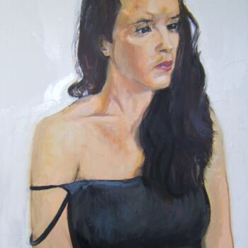 Painting titled "Aïssa off the shoul…" by Andy Hudson, Original Artwork, Oil Mounted on Wood Stretcher frame