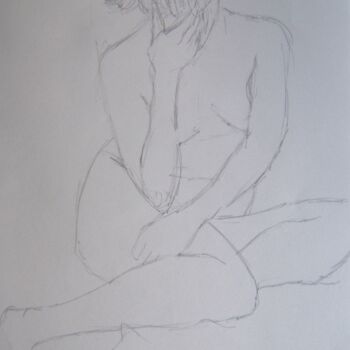 Drawing titled "pensive model" by Andy Hudson, Original Artwork, Pencil