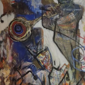 Pittura intitolato "Jazz American" da Andy Kane, Opera d'arte originale, Cera