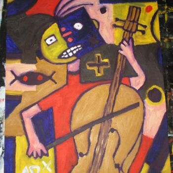 Peinture intitulée "le violoncelliste" par Andy Pilgrimm, Œuvre d'art originale