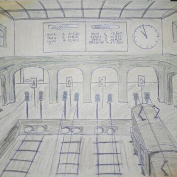 Zeichnungen mit dem Titel "gare" von Andy Pilgrimm, Original-Kunstwerk