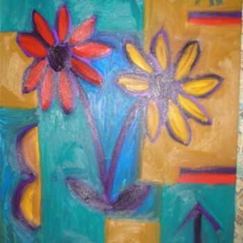 Peinture intitulée "2 fleurs" par Andy Pilgrimm, Œuvre d'art originale