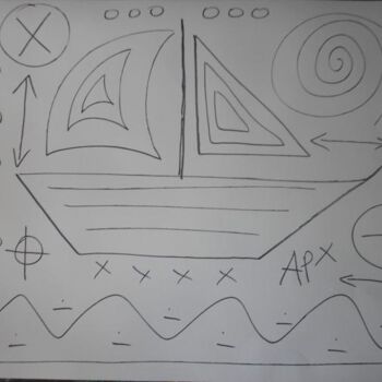 Disegno intitolato "bateau" da Andy Pilgrimm, Opera d'arte originale