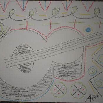 Drawing titled "guitare" by Andy Pilgrimm, Original Artwork