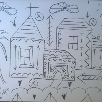 Drawing titled "maisons15.jpg" by Andy Pilgrimm, Original Artwork, Marker