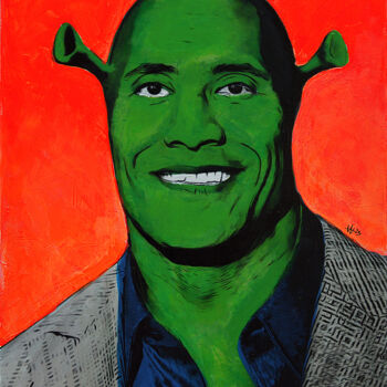 Painting titled "SHREK YOUR HEAD, JO…" by Andy Wario, Original Artwork, Acrylic