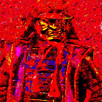 Artes digitais intitulada "Red Samurai" por Andy Za, Obras de arte originais, Pintura digital
