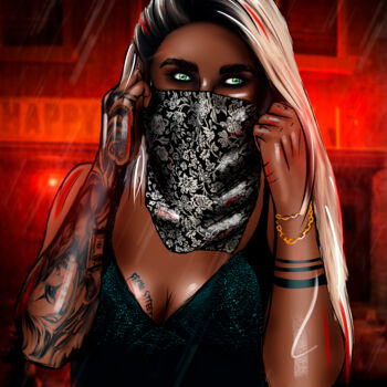 Digital Arts titled "bandit girl" by Digital Andy, Original Artwork, Photo Montage