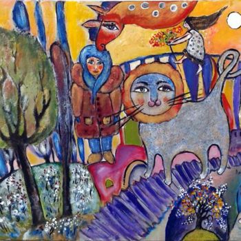 Pittura intitolato "The dreams of Kat" da Anel Gur, Opera d'arte originale