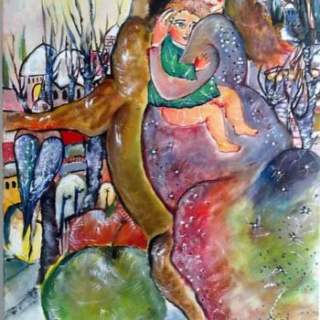 Painting titled "Dreams about son" by Anel Gur, Original Artwork, Other