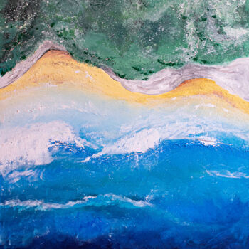 Painting titled "Fly above the sea" by Anelia Shikova, Original Artwork, Acrylic Mounted on Wood Stretcher frame