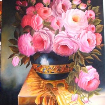 Картина под названием "Roses" - Anelise Sabino, Подлинное произведение искусства, Масло