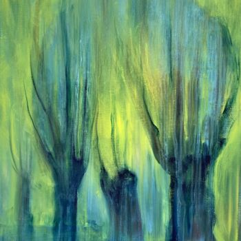 Painting titled "Pollard Willows" by Anet Verdonk, Original Artwork, Oil