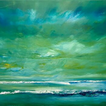 Pittura intitolato "Green Sea" da Anet Verdonk, Opera d'arte originale, Olio