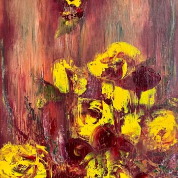 Painting titled "Autumn Roses" by Anet Verdonk, Original Artwork, Oil