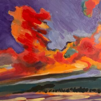 Malerei mit dem Titel "Wolken im Abendlicht" von Anette Kraemer, Original-Kunstwerk, Acryl