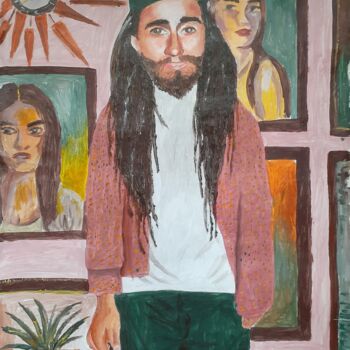 Painting titled "portrait of a man w…" by Anastasiia Anferova, Original Artwork, Acrylic