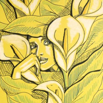 Dibujo titulada "Arums" por Angamaya, Obra de arte original