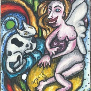 Peinture intitulée "ragot céleste" par Ange, Œuvre d'art originale, Huile
