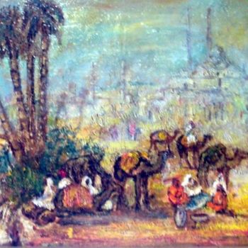 「village orientaliste」というタイトルの絵画 Jacques Vigilanteによって, オリジナルのアートワーク, オイル