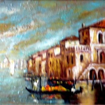 Painting titled "venise la lagune" by Jacques Vigilante, Original Artwork, Oil