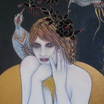 Schilderij getiteld "la nuit" door Angélique Bon, Origineel Kunstwerk, Acryl