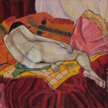 "Odalisque de dos" başlıklı Tablo Angélique Bègue tarafından, Orijinal sanat, Zamklı boya