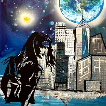 Painting titled "FAR FROM EARTH" by Stephane Roze, Original Artwork, Acrylic