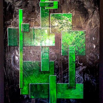 Painting titled "Emerald square" by Stephane Roze, Original Artwork, Acrylic