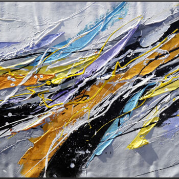 Painting titled "Vibrant Chaos" by Angel Chau, Original Artwork, Acrylic Mounted on Wood Stretcher frame