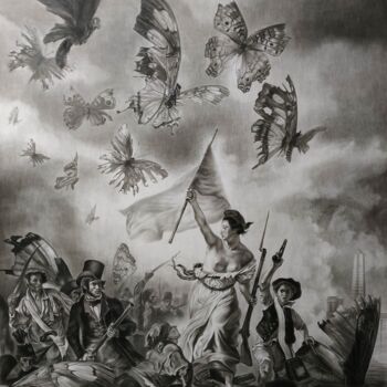 Drawing titled ""Reconquista"" by Angel Leon, Original Artwork, Charcoal