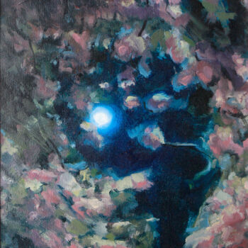 Painting titled "Nocturnal Tree III" by Angel Loaiza, Original Artwork, Oil
