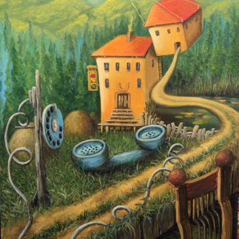 Картина под названием "Невозможная связь" - Анжелика Ягодина, Подлинное произведение искусства, Масло Установлен на Другая ж…
