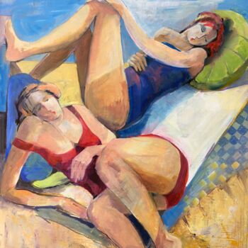 Painting titled "Lazy Days" by Angela Brittain, Original Artwork, Oil