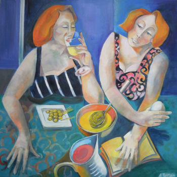 Painting titled "You Cook - I'll dri…" by Angela Brittain, Original Artwork, Oil