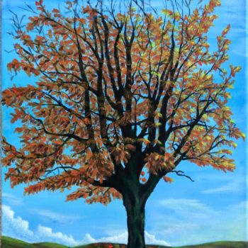 Painting titled "Autumn Tree" by Angela Geire, Original Artwork, Acrylic