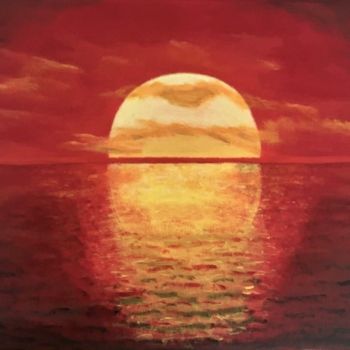 Картина под названием "Red sunset" - Angela Geire, Подлинное произведение искусства, Акрил