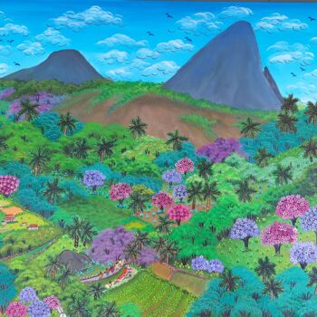 Painting titled "Pedra Azul Primaver…" by Angela Gomes, Original Artwork, Acrylic