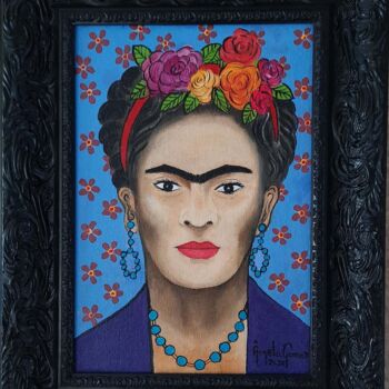 Malerei mit dem Titel "Fridoka Kahlo" von Angela Gomes, Original-Kunstwerk, Acryl