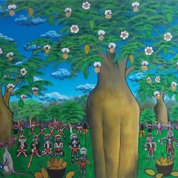 Pintura titulada "Festa dos Aborígine…" por Angela Gomes, Obra de arte original, Acrílico