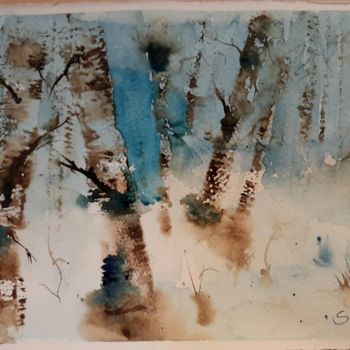 Painting titled "Il bosco" by Angela, Original Artwork, Watercolor