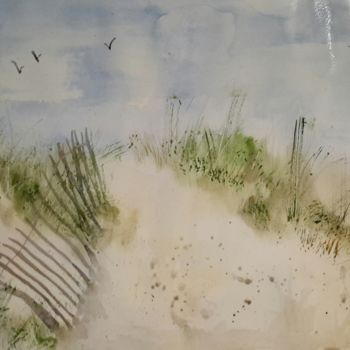 Painting titled "Spiaggia" by Angela, Original Artwork, Watercolor