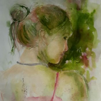 "Green girl" başlıklı Tablo Angela tarafından, Orijinal sanat, Suluboya