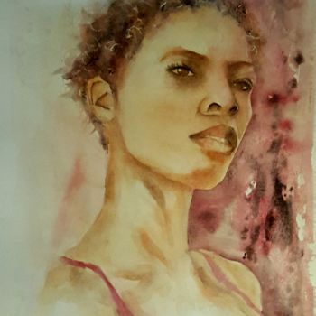 Painting titled "Woman" by Angela, Original Artwork, Watercolor