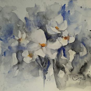 Pittura intitolato "Flowers" da Angela, Opera d'arte originale, Acquarello