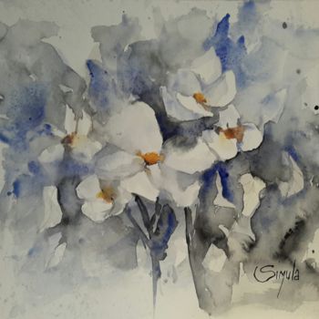 Painting titled "Flowers" by Angela, Original Artwork, Watercolor