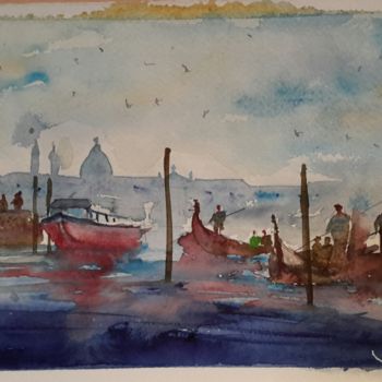 Pintura intitulada "Venezia" por Angela, Obras de arte originais, Aquarela